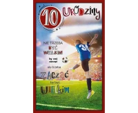Birthday Card 10th Birthday, Boy with ball, 13x20,5 cm